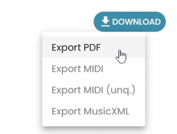 The different export formats, available for Klangio transcriptions