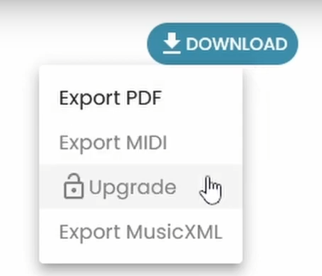 The Klangio Download Formats Menu