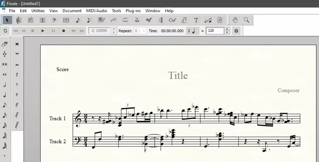 Finale opened with a MIDI file, which was transcribed by Piano2Notes