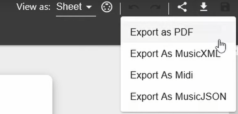 The available export formats of Melody Scanner