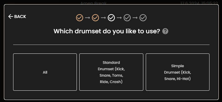 Drum2Notes: Select the Drumset.