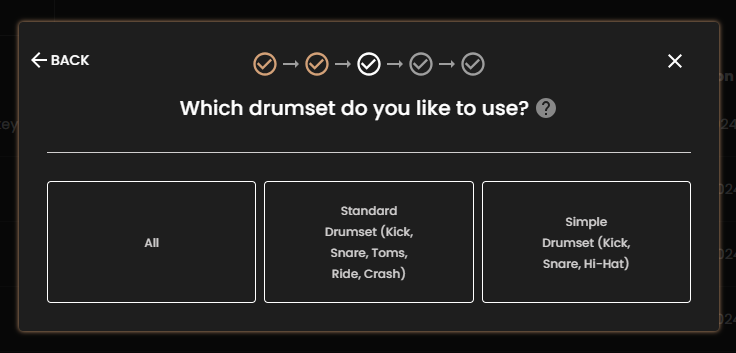 Drum2Notes drumset configuration settings.