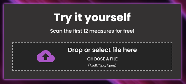 The input box of Scan2Notes. Drag and drop a PDF or a picture file into this box.